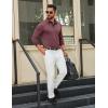 COOFANDY Mens Long Sleeve Polo Shirts Button Casual Tee Collared Work Pullover Shirts(Wine Red)