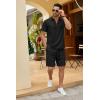 COOFANDY Men’s Polo Shirt and Shorts Set 2 Piece Outfits Fashion Summer Casual Tracksuits(Black)