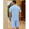 COOFANDY Men’s Polo Shirt and Shorts Set 2 Piece Outfits Fashion Summer Casual Tracksuits(Light Blue)