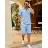 COOFANDY Men’s Polo Shirt and Shorts Set 2 Piece Outfits Fashion Summer Casual Tracksuits(Light Blue)