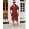 COOFANDY Men’s Polo Shirt and Shorts Set 2 Piece Outfits Fashion Summer Casual Tracksuits(Wine Red)