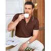 COOFANDY Men’s Zipper Polo Shirt Casual Knit Short Sleeve Polo T Shirt Classic Fit Shirts(Brown)