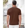 COOFANDY Men’s Zipper Polo Shirt Casual Knit Short Sleeve Polo T Shirt Classic Fit Shirts(Brown)