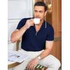 COOFANDY Men’s Zipper Polo Shirt Casual Knit Short Sleeve Polo T Shirt Classic Fit Shirts(Navy Blue)