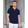 COOFANDY Men’s Zipper Polo Shirt Casual Knit Short Sleeve Polo T Shirt Classic Fit Shirts(Navy Blue)