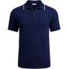 COOFANDY Men’s Zipper Polo Shirt Casual Knit Short Sleeve Polo T Shirt Classic Fit Shirts(Navy Blue)