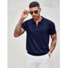 COOFANDY Men’s Zipper Polo Shirt Casual Knit Short Sleeve Polo T Shirt Classic Fit Shirts(Solid- Navy Blue)