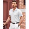 COOFANDY Men’s Zipper Polo Shirt Casual Knit Short Sleeve Polo T Shirt Classic Fit Shirts(White)