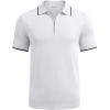 COOFANDY Men’s Zipper Polo Shirt Casual Knit Short Sleeve Polo T Shirt Classic Fit Shirts(White)