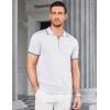COOFANDY Men’s Zipper Polo Shirt Casual Knit Short Sleeve Polo T Shirt Classic Fit Shirts(White)