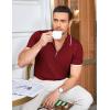 COOFANDY Men’s Zipper Polo Shirt Casual Knit Short Sleeve Polo T Shirt Classic Fit Shirts(Wine Red)