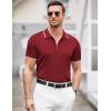 COOFANDY Men’s Zipper Polo Shirt Casual Knit Short Sleeve Polo T Shirt Classic Fit Shirts(Wine Red)
