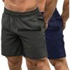 COOFANDY Mens Athletic Shorts 7 Inch Quick Dry Stretch Lightweight Gym Workout Shorts with Pockets(Dark Grey/Navy Blue)
