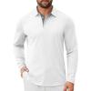 COOFANDY Mens Long Sleeve Polo Shirts Button Casual Tee Collared Work Pullover Shirts(White)