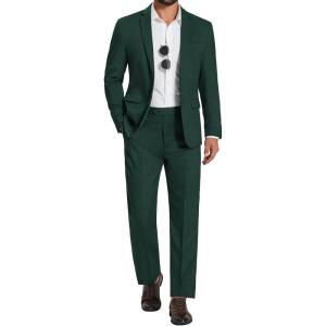 COOFANDY Men’s 2 Piece Suits Classic Fit Suit Set 2 Button Blazer Jacket and Dress Pants for Wedding Business Prom(Green)
