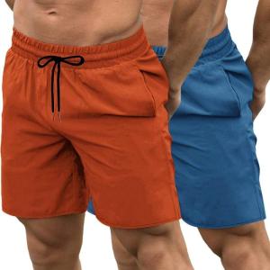 COOFANDY Mens Athletic Shorts 7 Inch Quick Dry Stretch Lightweight Gym Workout Shorts with Pockets(Blue/Orange)