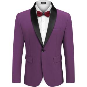 COOFANDY Mens Tuxedo Jacket Wedding Suit Jacket Slim Fit Blazer Jacket for Dinner, Prom, Party(Purple)