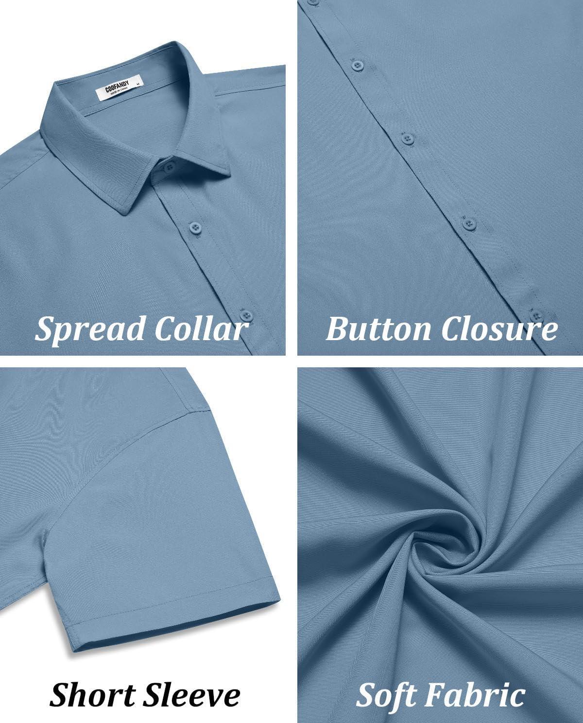 imageCOOFANDY Mens Casual Button Down Shirts Short Sleeve Summer Untucked Dress ShirtsCaptain Blue