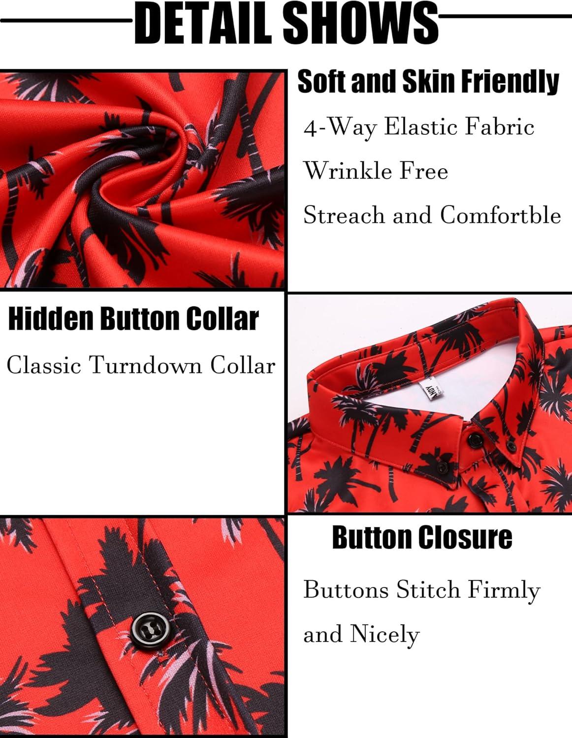 imageCOOFANDY Mens Short Sleeve Casual Button Down Shark Shirts Wrinkle Free Untucked Shirt Summer Stretch Dress ShirtsZcoconut Tree