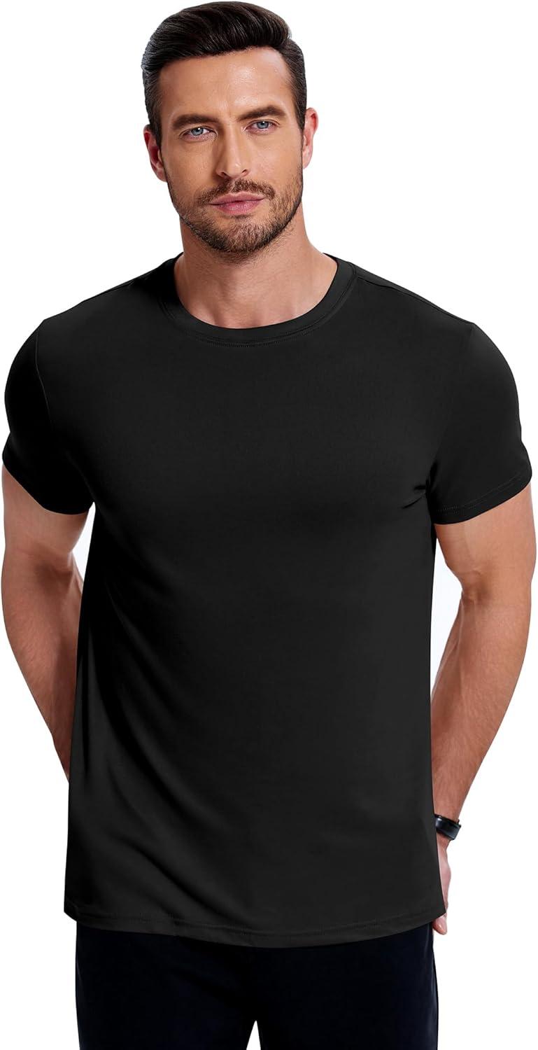 imageCOOFANDY Mens Short Sleeve TShirts Crew Neck Casual Summer T Shirts 13 Pack Basic Tee ShirtC BlackLight GreyArmy Green 3 Pack