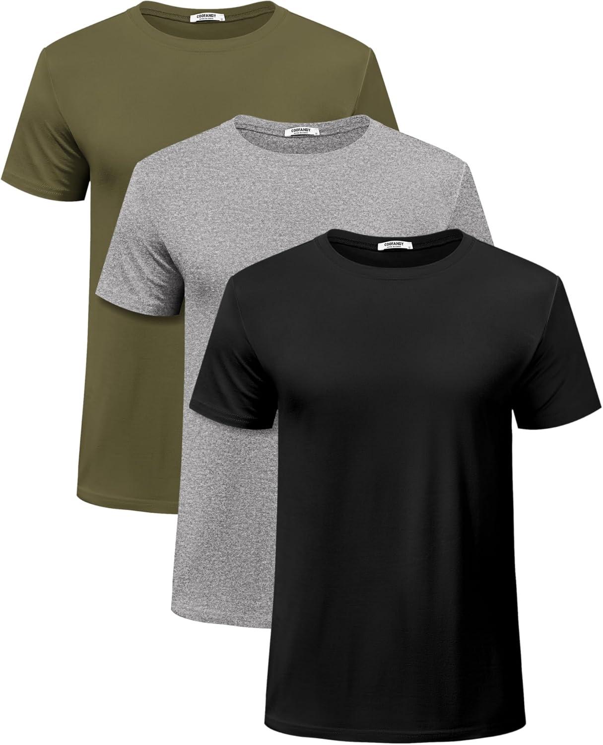 imageCOOFANDY Mens Short Sleeve TShirts Crew Neck Casual Summer T Shirts 13 Pack Basic Tee ShirtC BlackLight GreyArmy Green 3 Pack
