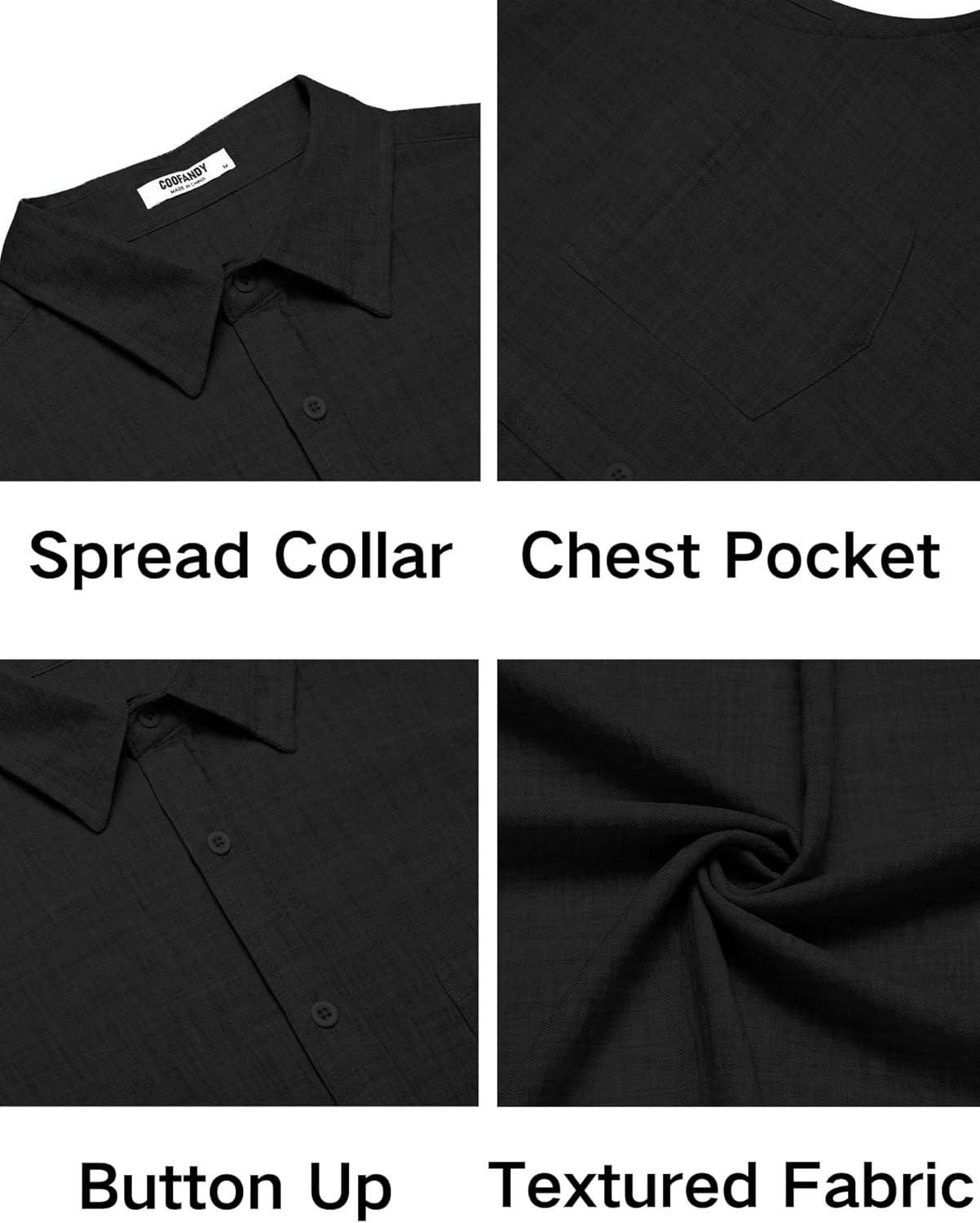 imageCOOFANDY Mens Sleeveless Beach Shirts Summer Button Up Tank Tops Casual Textured Tank ShirtBlack