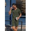 COOFANDY Men’s 2 Piece Outfits Sets Casual Short Sleeve Button Down Knit Shirt and Shorts Sets Summer Beach Outfits(Army Green)