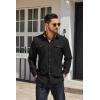COOFANDY Men’s Casual Button Down Shirt Fall Long Sleeve Work Western Cowboy Shirts with Pockets,Plaid Cuffs(Solid-black)