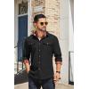 COOFANDY Men’s Casual Button Down Shirt Fall Long Sleeve Work Western Cowboy Shirts with Pockets,Plaid Cuffs(Solid-black)