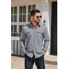 COOFANDY Men’s Casual Button Down Shirt Fall Long Sleeve Work Western Cowboy Shirts with Pockets,Plaid Cuffs(Solid-grey Heather)