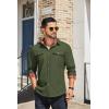 COOFANDY Men’s Casual Button Down Shirt Fall Long Sleeve Work Western Cowboy Shirts with Pockets,Plaid Cuffs(Solid-olive Green)