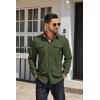COOFANDY Men’s Casual Button Down Shirt Fall Long Sleeve Work Western Cowboy Shirts with Pockets,Plaid Cuffs(Solid-olive Green)
