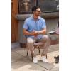 COOFANDY Men’s Casual Button Down Shirts Short Sleeve Summer Untucked Dress Shirts(Light Blue)