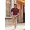 COOFANDY Men’s Casual Button Down Shirts Short Sleeve Summer Untucked Dress Shirts(Wine Red)