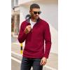 COOFANDY Mens Quarter Zip Pullover Lightweight Sweater Casual Long Sleeve Corduroy Half Zip Sweatshirt(Red)