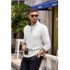 COOFANDY Mens Quarter Zip Pullover Lightweight Sweater Casual Long Sleeve Corduroy Half Zip Sweatshirt(White)