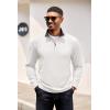 COOFANDY Mens Quarter Zip Pullover Lightweight Sweater Casual Long Sleeve Corduroy Half Zip Sweatshirt(White)