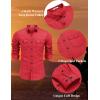 COOFANDY Mens Western Cowboy Shirts Cotton Long Sleeve Shirts with Two Pockets Embroidered(Red)