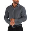 COOFANDY Men’s Business Dress Shirts Wrinkle Free Long Sleeve Regular Fit Dress Shirt Textured Casual Button Down Shirts(Grey)