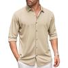 COOFANDY Men’s Long Sleeve Dress Shirt Casual Button Down Shirts Wrinkle Free Untucked Shirt(Champagne)
