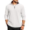 COOFANDY Mens Quarter Zip Pullover Lightweight Sweater Casual Long Sleeve Corduroy Half Zip Sweatshirt(White)