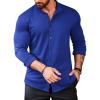 COOFANDY Mens’s Long Sleeve Button Up Shirts Athletic Fitted Dress Shirts Silm Fit(Royal Blue)