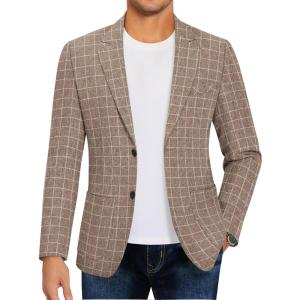 COOFANDY Mens Casual Blazer Slim Fit Sport Coat Lightweight Two Button Suit Jackets(Dark Khaki)