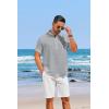 COOFANDY Men’s Casual Henley Shirt Short Sleeve Linen Shirt Band Collar Summer Hippie Beach T-Shirts(Grey)
