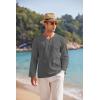 COOFANDY Mens Linen Beach Tee Shirts Cotton Hippie Shirts V Neck Long Sleeve Tunic Big and Tall Yoga Shirt(Long Sleeves-charcoal)