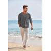 COOFANDY Mens Linen Beach Tee Shirts Cotton Hippie Shirts V Neck Long Sleeve Tunic Big and Tall Yoga Shirt(Long Sleeves-charcoal)