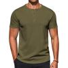COOFANDY Men’s Casual Henley T-Shirts Summer Short Sleeve Cotton Shirts Basic Button Tee Tops(Army Green)