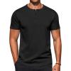 COOFANDY Men’s Casual Henley T-Shirts Summer Short Sleeve Cotton Shirts Basic Button Tee Tops(Black)