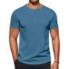 COOFANDY Men’s Casual Henley T-Shirts Summer Short Sleeve Cotton Shirts Basic Button Tee Tops(Captain’s Blue)