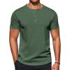 COOFANDY Men’s Casual Henley T-Shirts Summer Short Sleeve Cotton Shirts Basic Button Tee Tops(Dark Green)